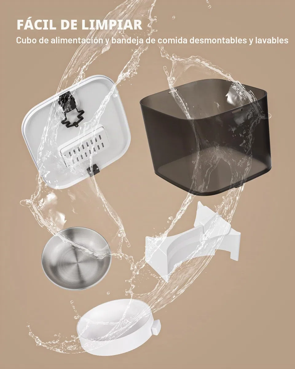 WiFi Comedero automático para Gatos： 6L Dispensador, Alimentador con Control Remoto de Aplicación, Tiempo 1-6 Comidas al día, Control De Porciones