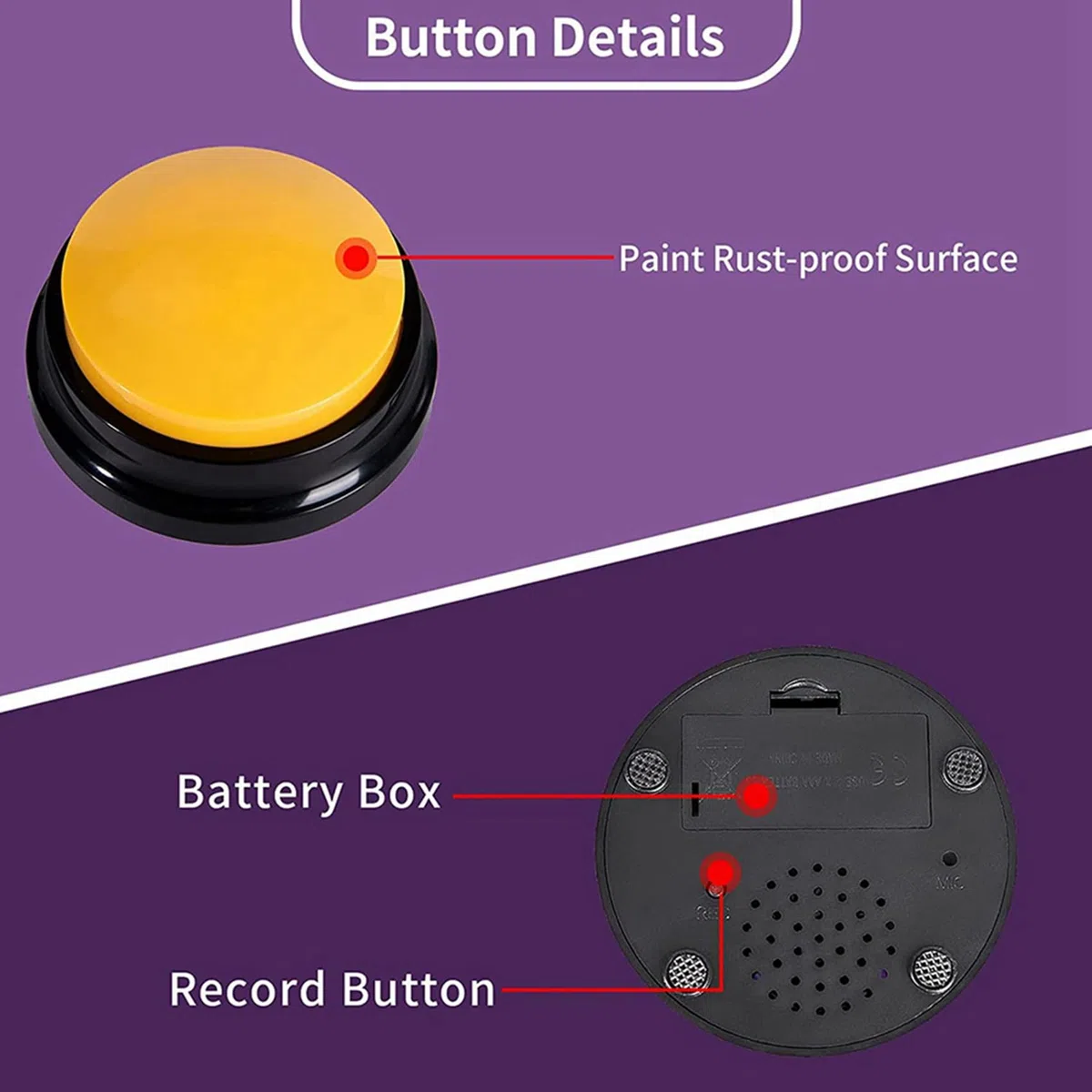 Botones Grabables para Perros, Botones para Perros para ComunicacióN Zumbador de Entrenamiento de Mascotas, Juego de Botones Parlantes para Perros, Regalo Divertido, 12 Piezas