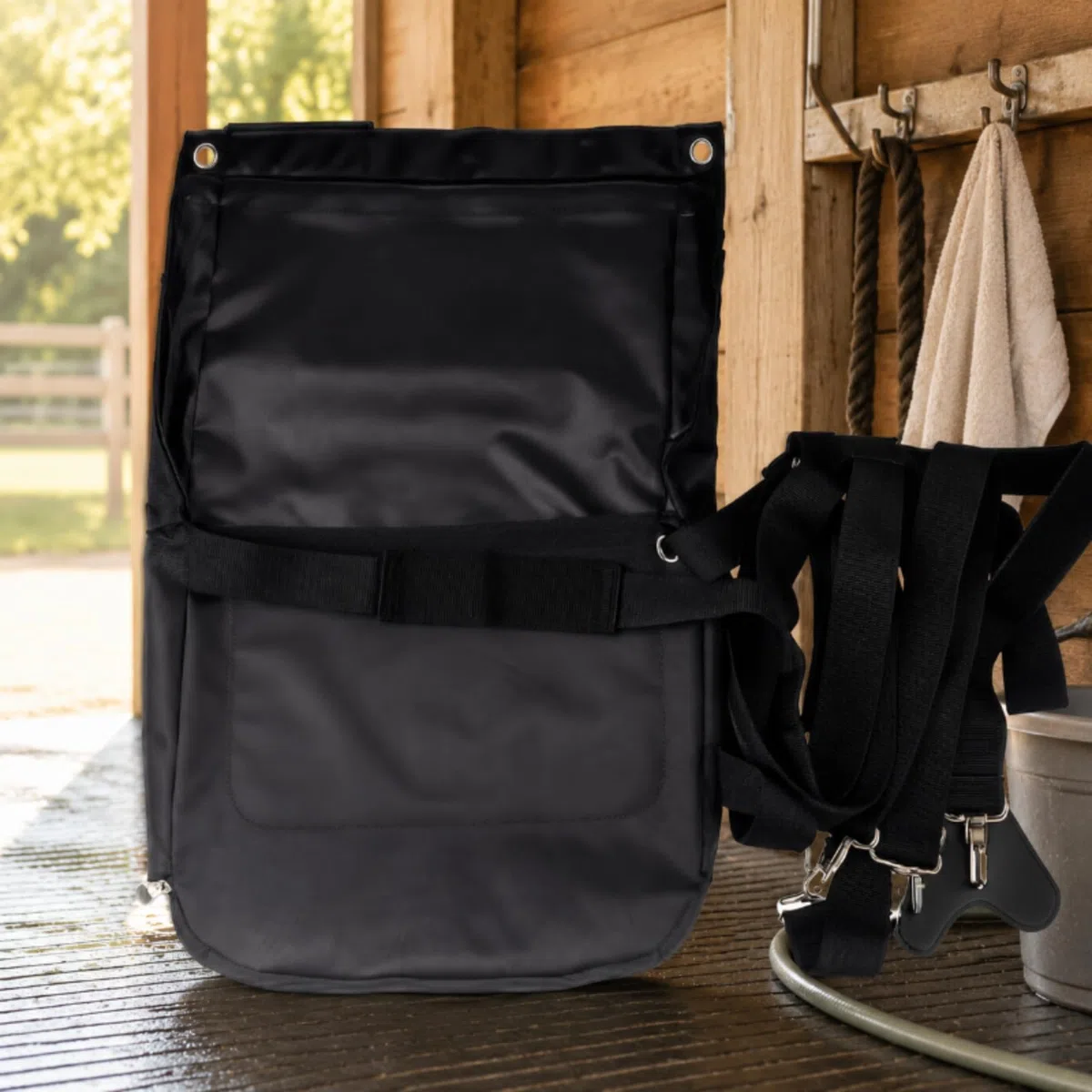 Bolsa Tela Oxford con Correa Ajustable Reforzada Metálico para Jinetes, Equitación, L