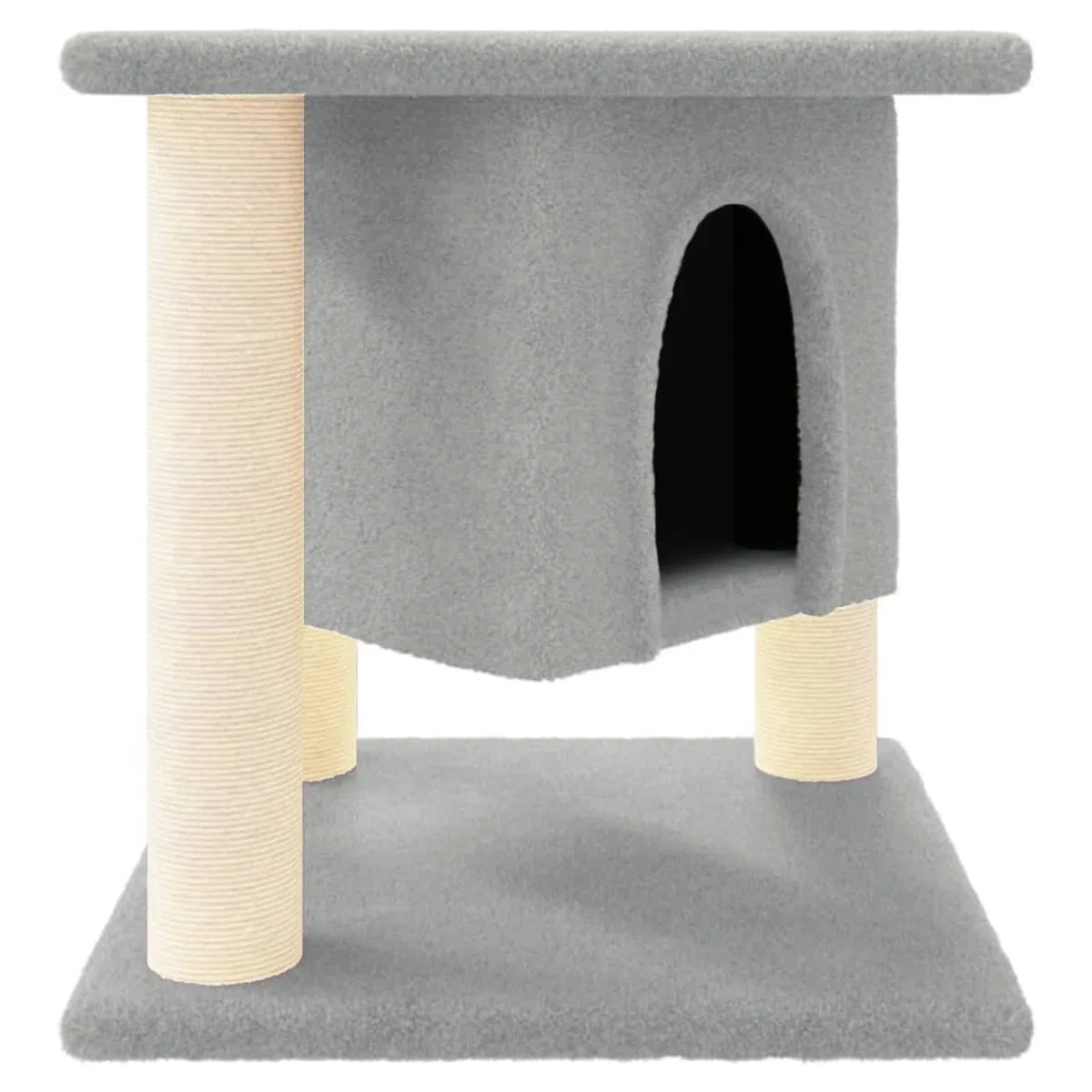 ZEYUAN Rascador para Gatos con Postes de sisal, Rascador Gato, Arbol Rascador para Gatos, Gatos Accesorios, Torre Gatos, Arranhador para Gatos, Casa para Gatos, Gris Claro 37 cm