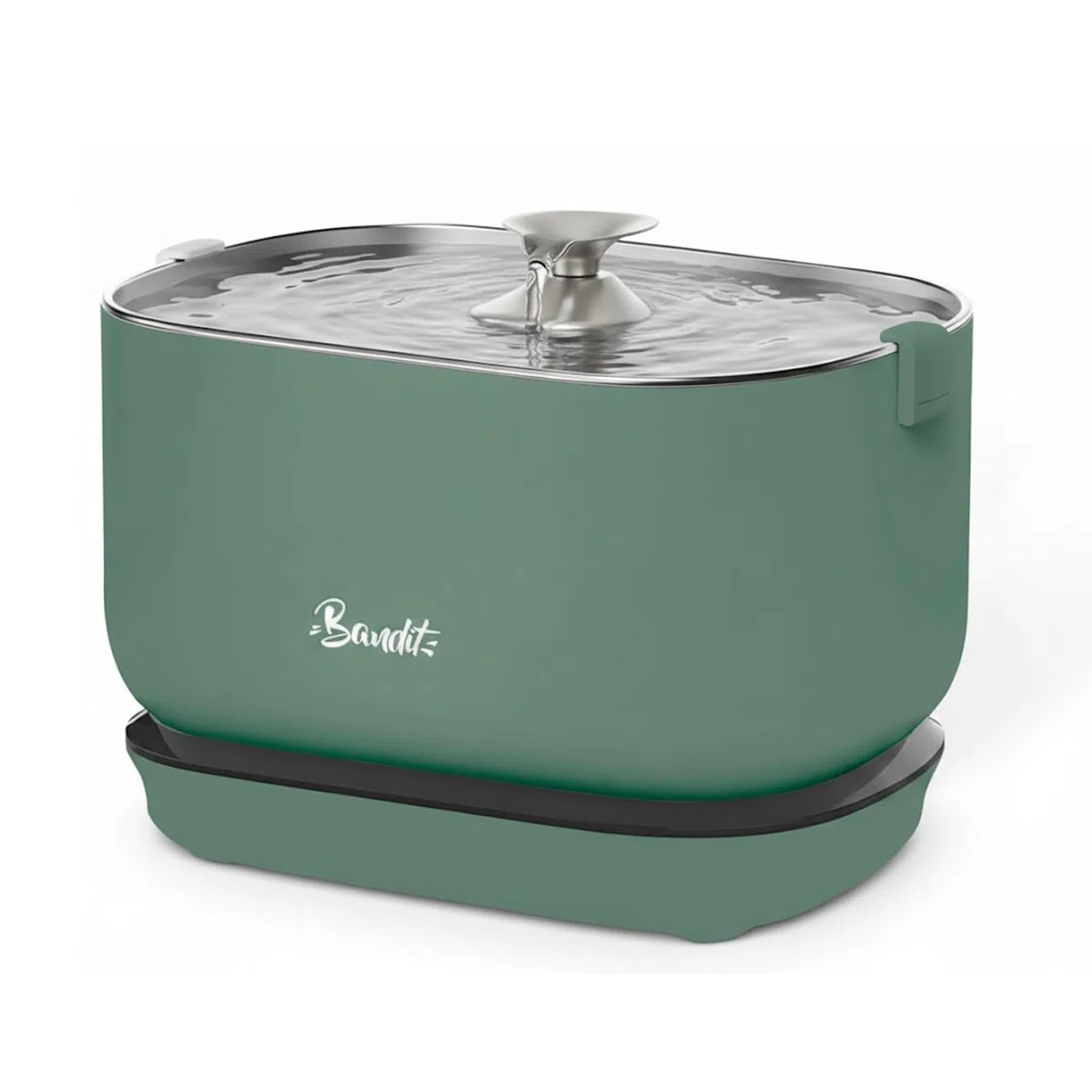 Bandit - Fuente de Agua Inalámbrica para Gatos 2,5L - Autonomía 30 Días - Filtración de 4 Etapas - Detector de Movimiento Inteligente - Ultra silenciosa menos de 30dB - Acero Inoxidable - Verde