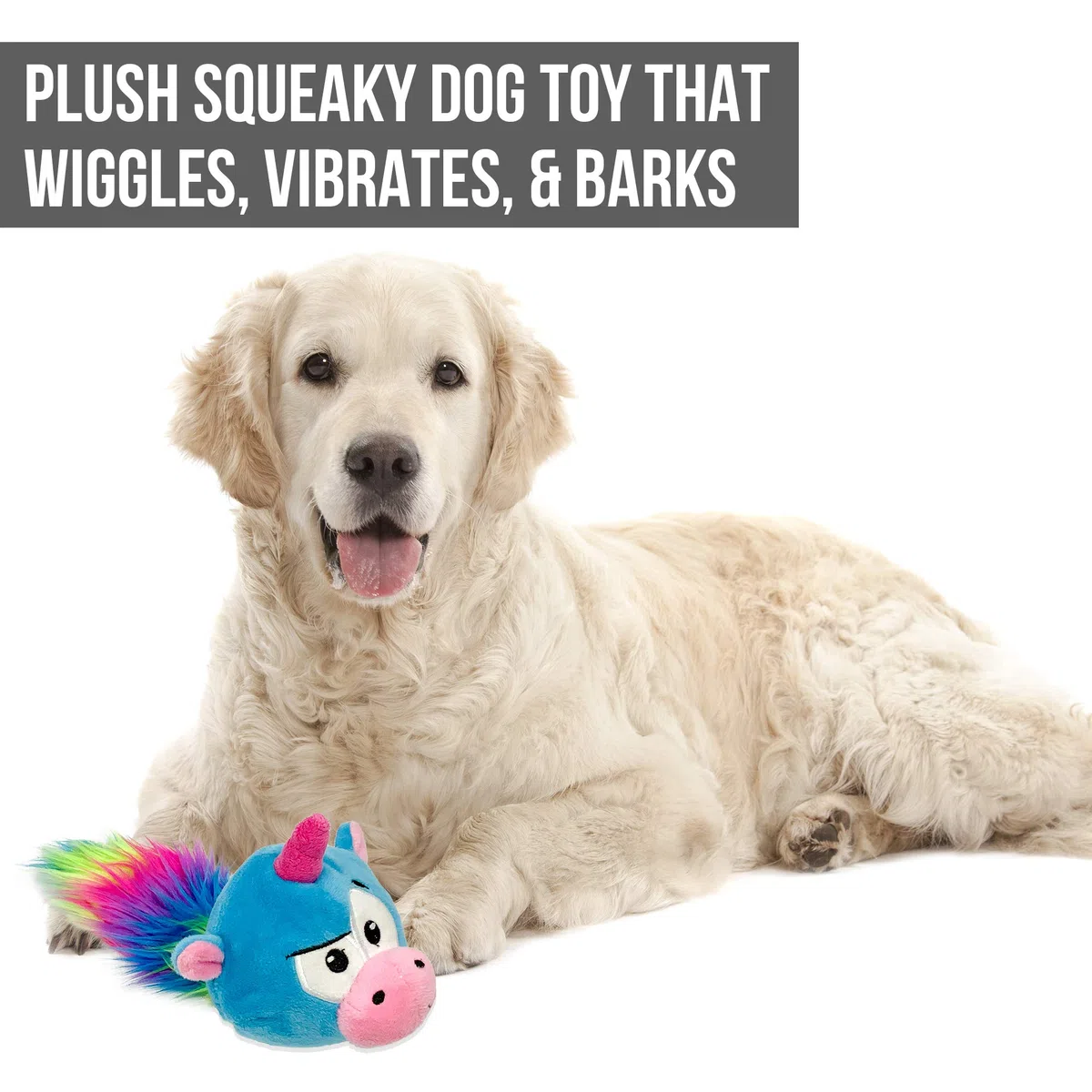 Hyper Pet Doggie Tail & Unicorn Pal - Juguetes interativos de peluche para perros, paquete de 2 (juguetes interactivos para perros que se mueven, vibran y ladran, juguetes para perros para