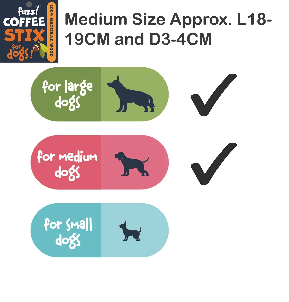 Fuzzl Coffee Stix - Juguetes masticables para Perros de Madera de café, Juguetes Naturales, Huesos Resistentes, Pack de 2 Unidades