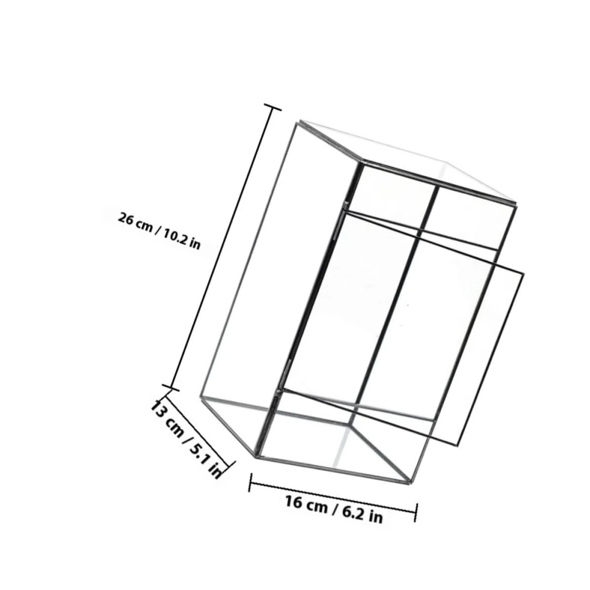 Terrario de Vidrio Geométrico Negro para Plantas, Mesa Decorativa | Caja Vacía para Paisaje Diy, Estructura de Vidrio y Estaño, Estilo Simple y Artístico