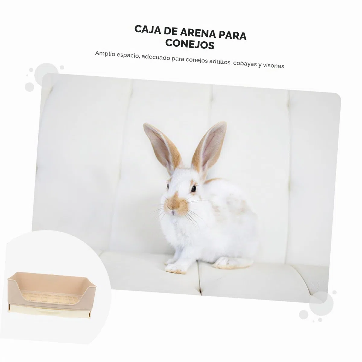 GALPADA Baño para Conejos Esquinero Grande de Plástico Beige para Mascotas