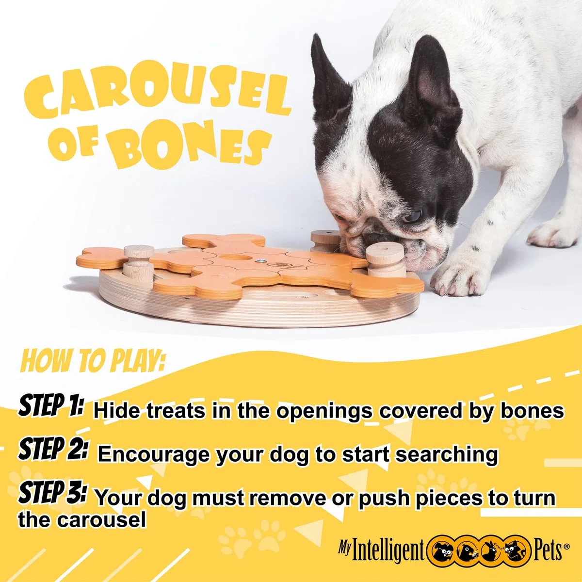 Carousel of Bones Juguete Interactivo para Perros de Madera Juguete Inteligente para Perros | Juguetes de inteligencia para perros Uso mental - Juguete interactivo Perro, Juegos de pensamiento para perros