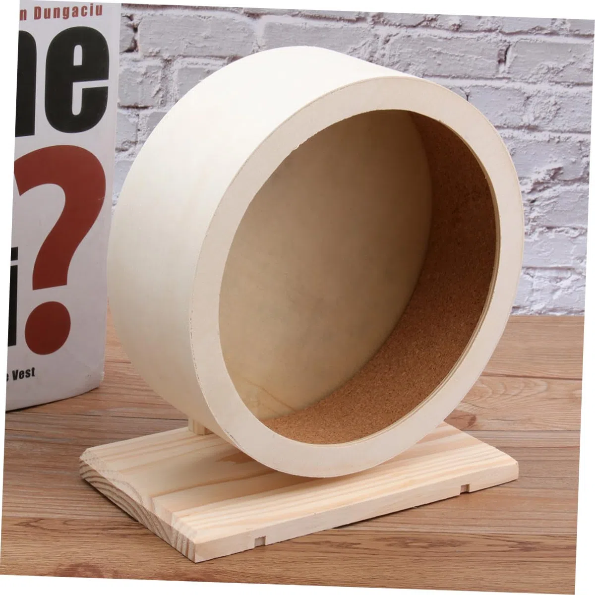 Rueda de Madera sólida Ejercicio Rueda de roedores no Silenciar desct Erizo para Hamsters platillo pequeño Juguete para Mascotas Bambú Beige