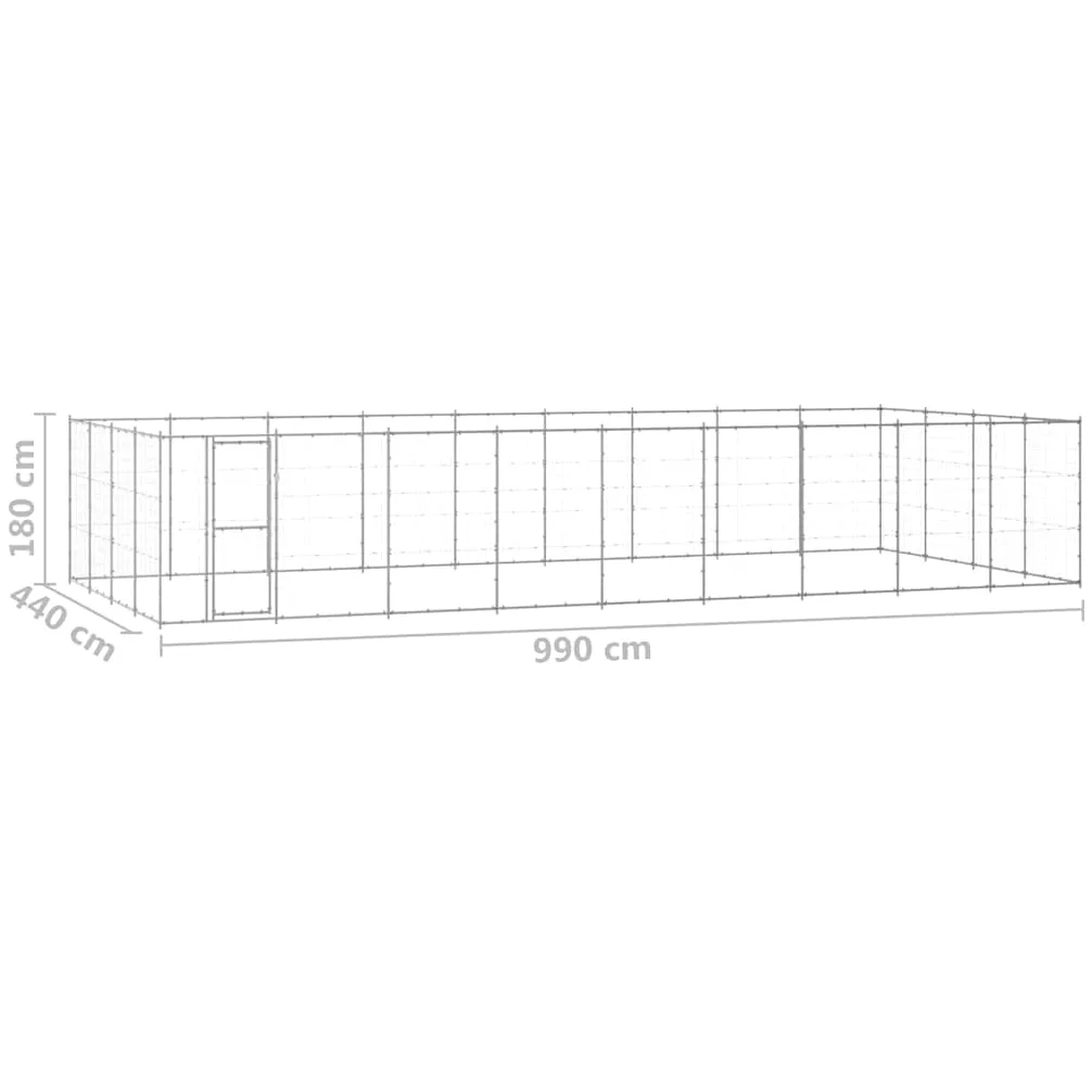 Perrera para perros de acero galvanizado, 43,56 m², resistente a la intemperie, con puerta cerrable, rejilla resistente para perros, cachorros, jardín, protección, seguridad, entrenamiento