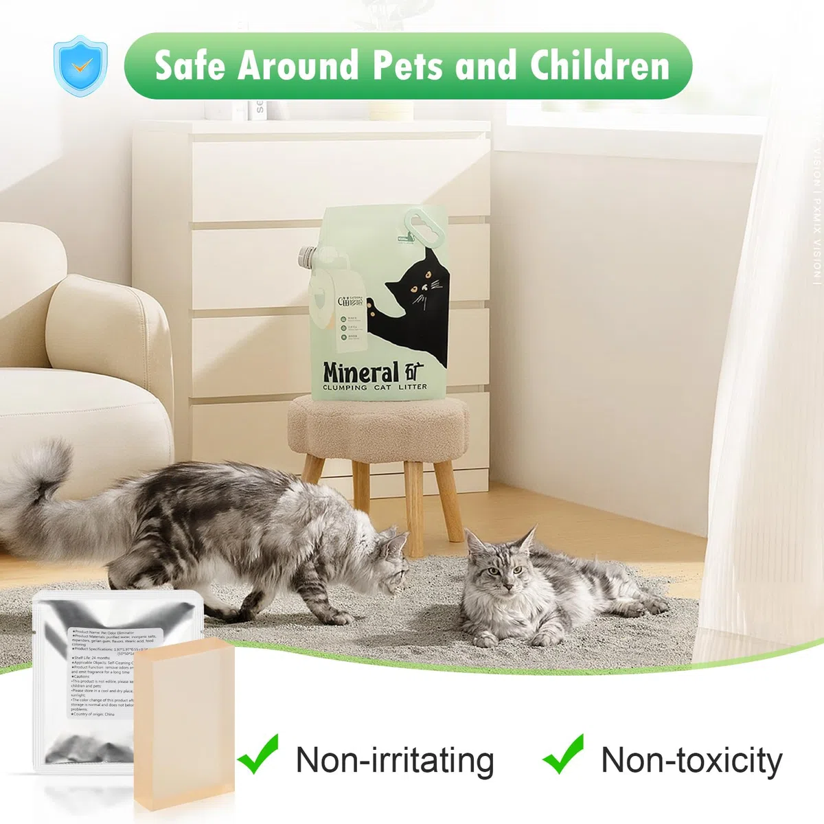 Eliminador de olores de mascotas para Meowant, caja de arena para gatos autolimpiante, gel desodorante para control de olores, desodorante automático para gatos (paquete de 6, aroma floral)