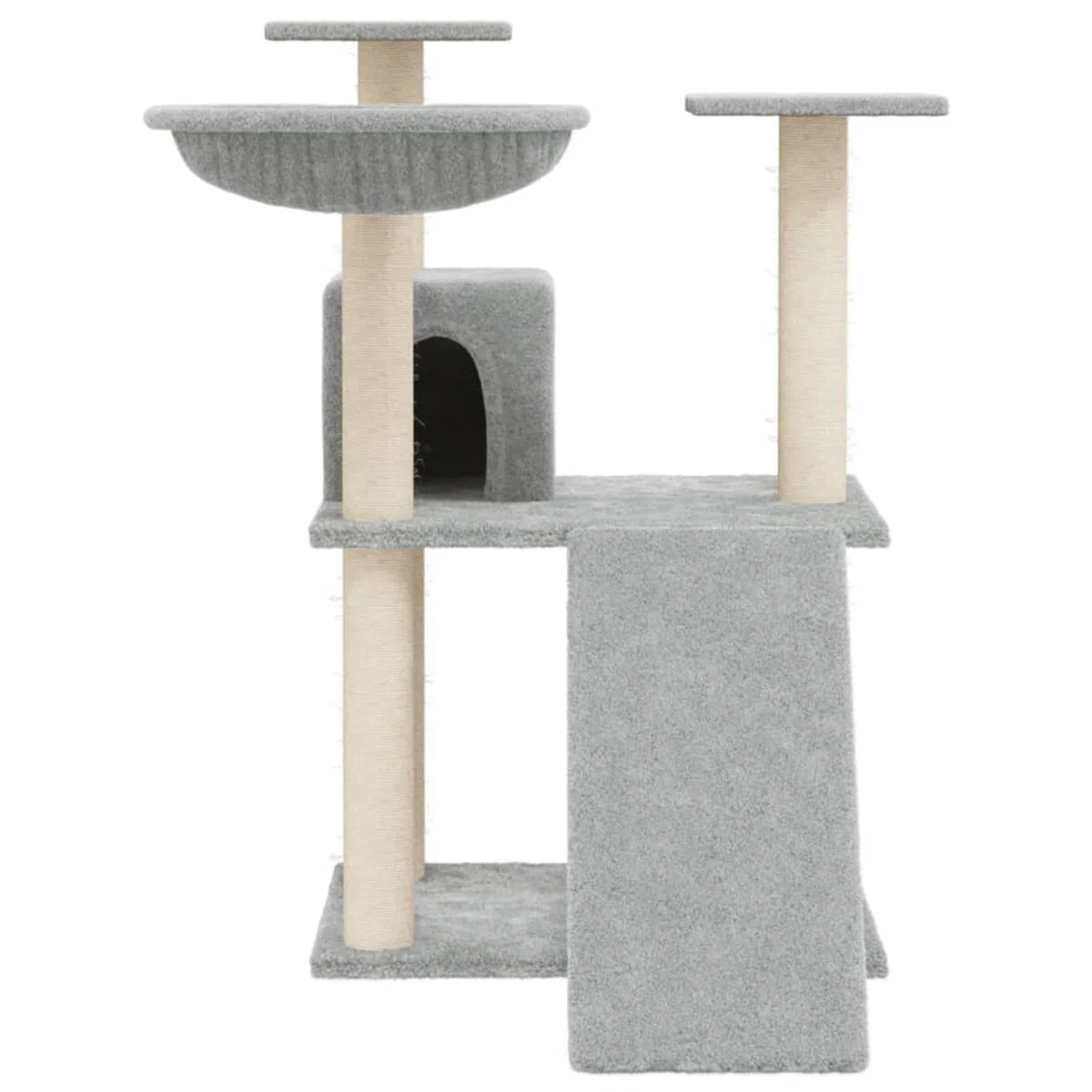 LAPOOH Rascador para Gatos con Postes de sisal, Rascador Gato, Arbol Rascador para Gatos, Gatos Accesorios, Torre Gatos, Arranhador para Gatos, Casa para Gatos, Gris Claro 83 cm
