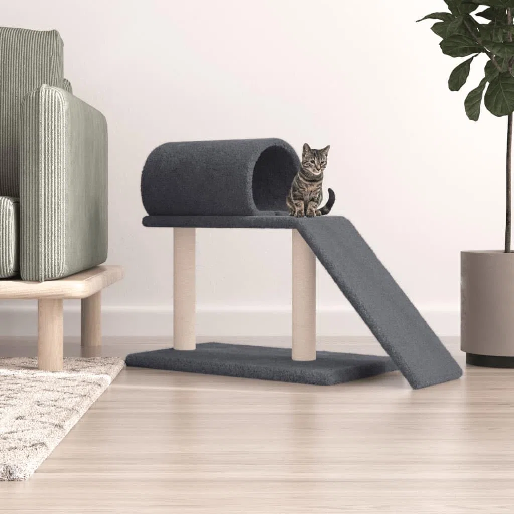 ShGaxin Rascador para Gatos con túnel y Escalera Gris Oscuro 55,5 cm, Rascador Gato, Arbol Rascador para Gatos, Gatos Accesorios, Torre Gatos, Arranhador para Gatos, Casa para Gatos