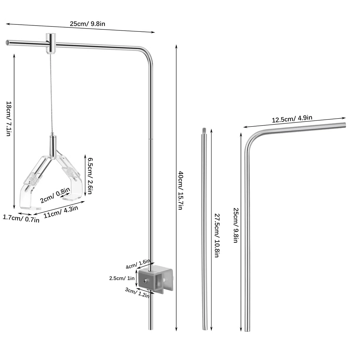 Gatuida Soporte para Lámpara de Acuario de Aleación de Aluminio Ajustable en Altura, Colgador de Luz para Plantas de Pecera, Compatible Acuarios de Agua Dulce y Salada, 2 Piezas 4