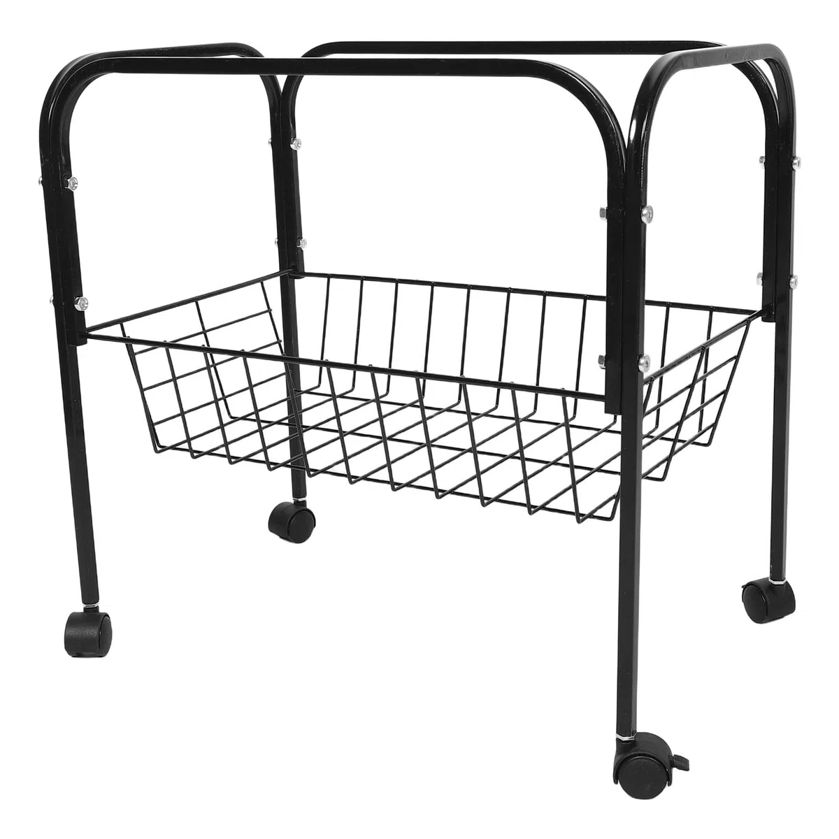 Hohopeti Soporte para Jaula de Pájaros Negro con Ruedas, Base Metálica de 45x45 Cm, Estante de Almacenamiento Integrado, Soporte para Jaulas Pequeñas de Pájaros y Hámster, Adecuado