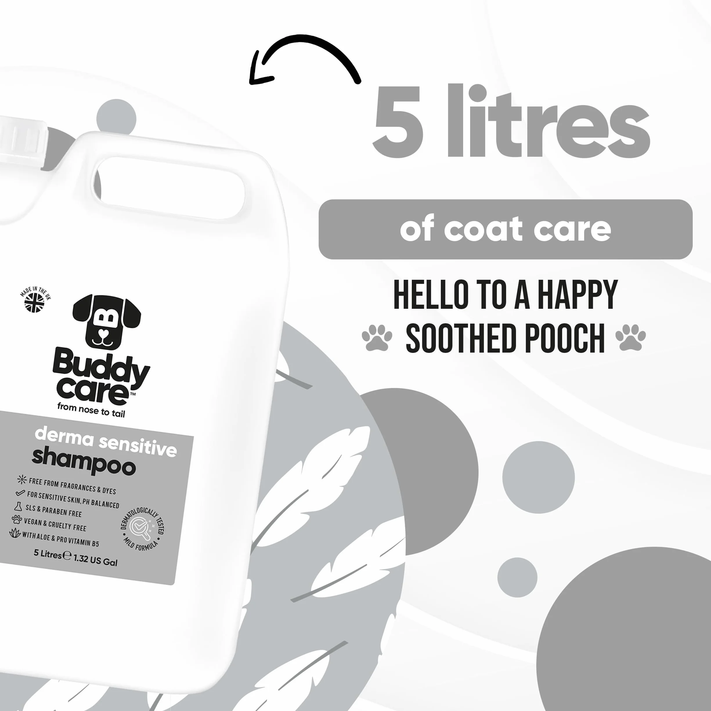 Buddycare Champú para Perros | con Aloe Vera y Pro Vitamina B5 Sensible a la Piel 5L
