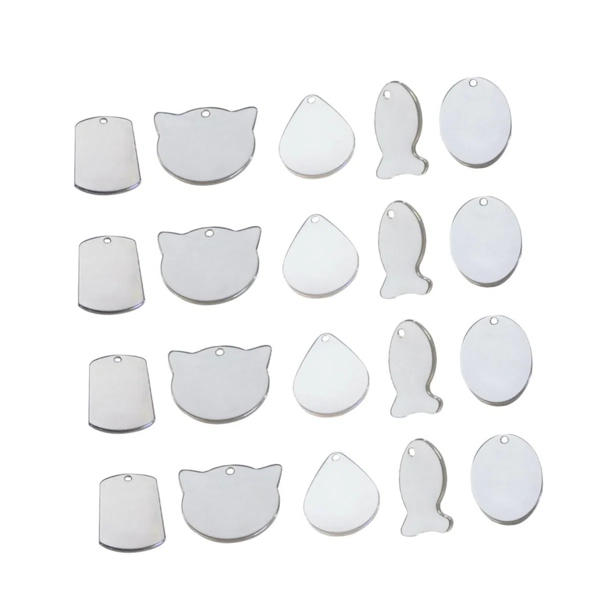 Mipcase 50 Piezas de Colgantes para Mascotas de Acero Inoxidable en Blanco, Resistentes a Rayaduras y Fáciles de Usar, Ideales para Grabado DIY y Accesorios para Perros Estilo Aleatorio