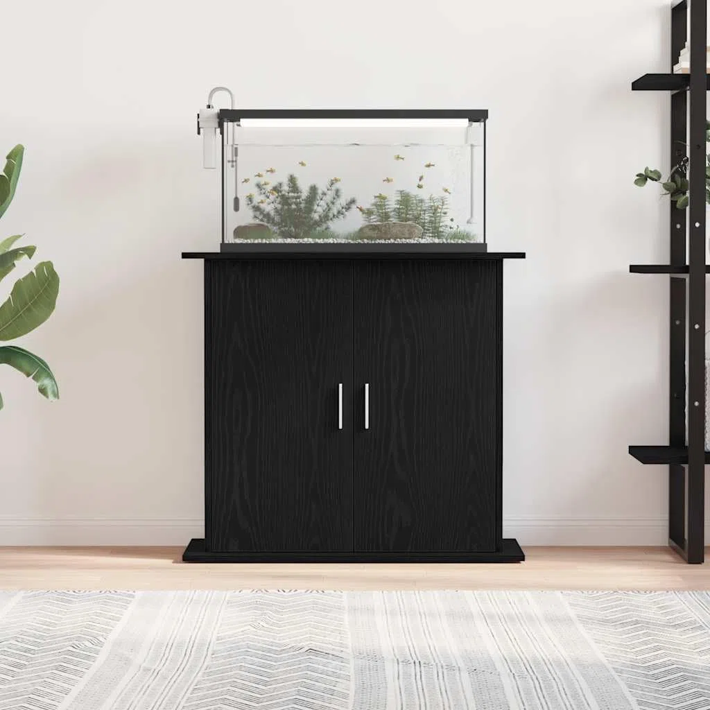Soporte para acuario, madera negra, 81 x 36 x 73 cm, con espacio de almacenamiento y almacenamiento estable para accesorios de acuario y peces en el salón, dormitorio, oficina
