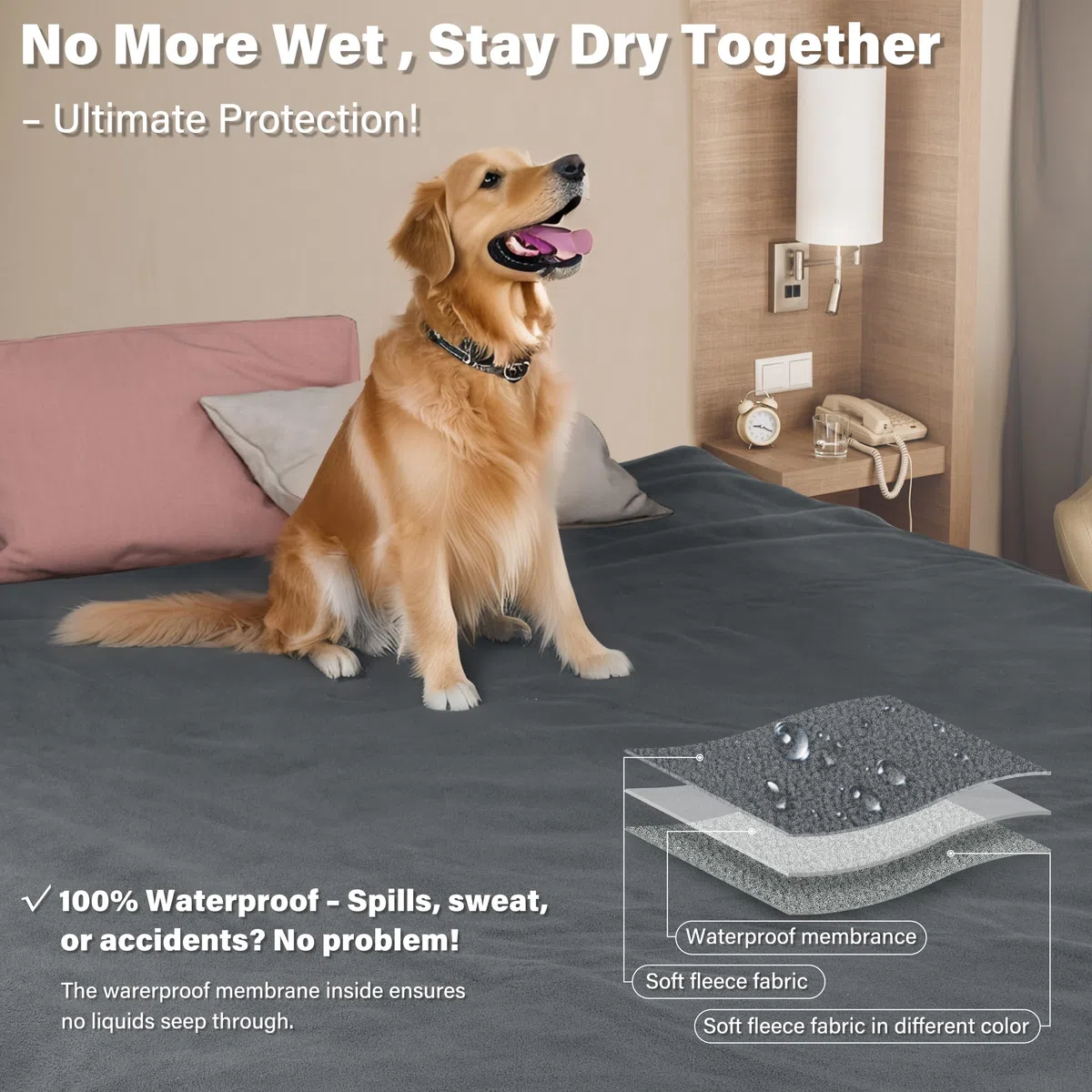 Manta Impermeable para Perros, Manta para Mascotas, Manta Impermeable, sofá, Cachorro, Gato, Cama, Asiento de Coche, Cubierta de protección para Muebles, Grande, 203 x 229 cm