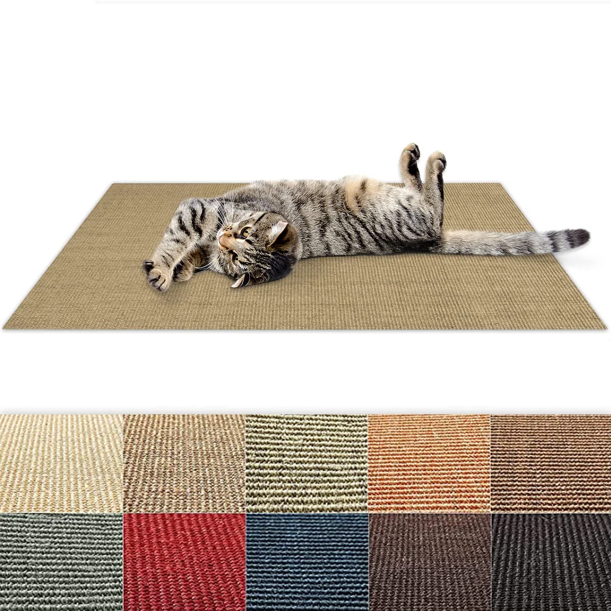 Alfombra rascadora de sisal, ideal como alfombrilla para gatos, sin costuras, resistente, en muchos colores y tamaños (marfil, 100 cm x 200 cm)