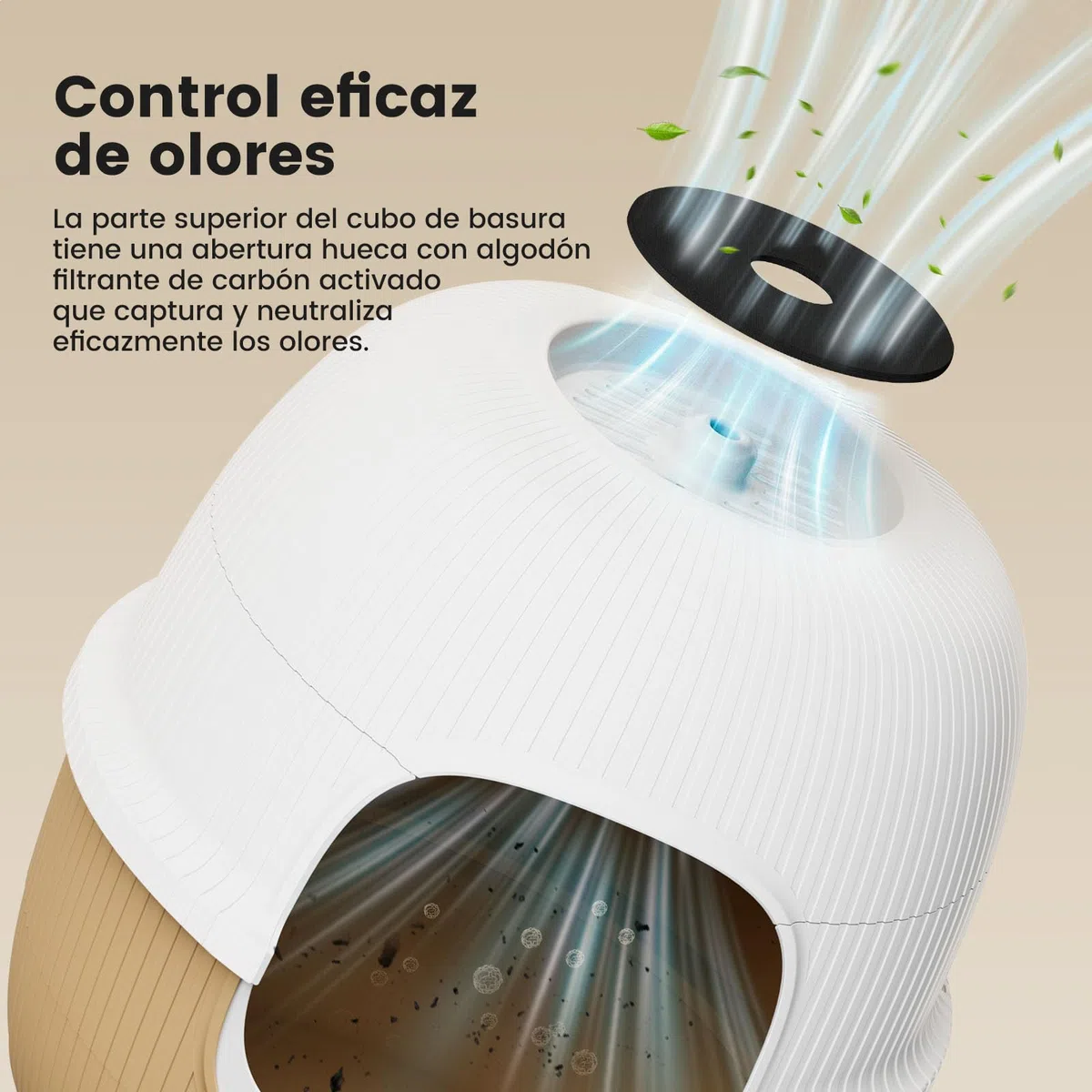 Gardner Pet Arenero Gato con Planta Artificial y Pala-Café Claro | Incluye Filtro de Carbón Activado Anti-Olores, Fácil de Rellenar, Limpiar y Mantener, Diseño a Prueba de Fugas