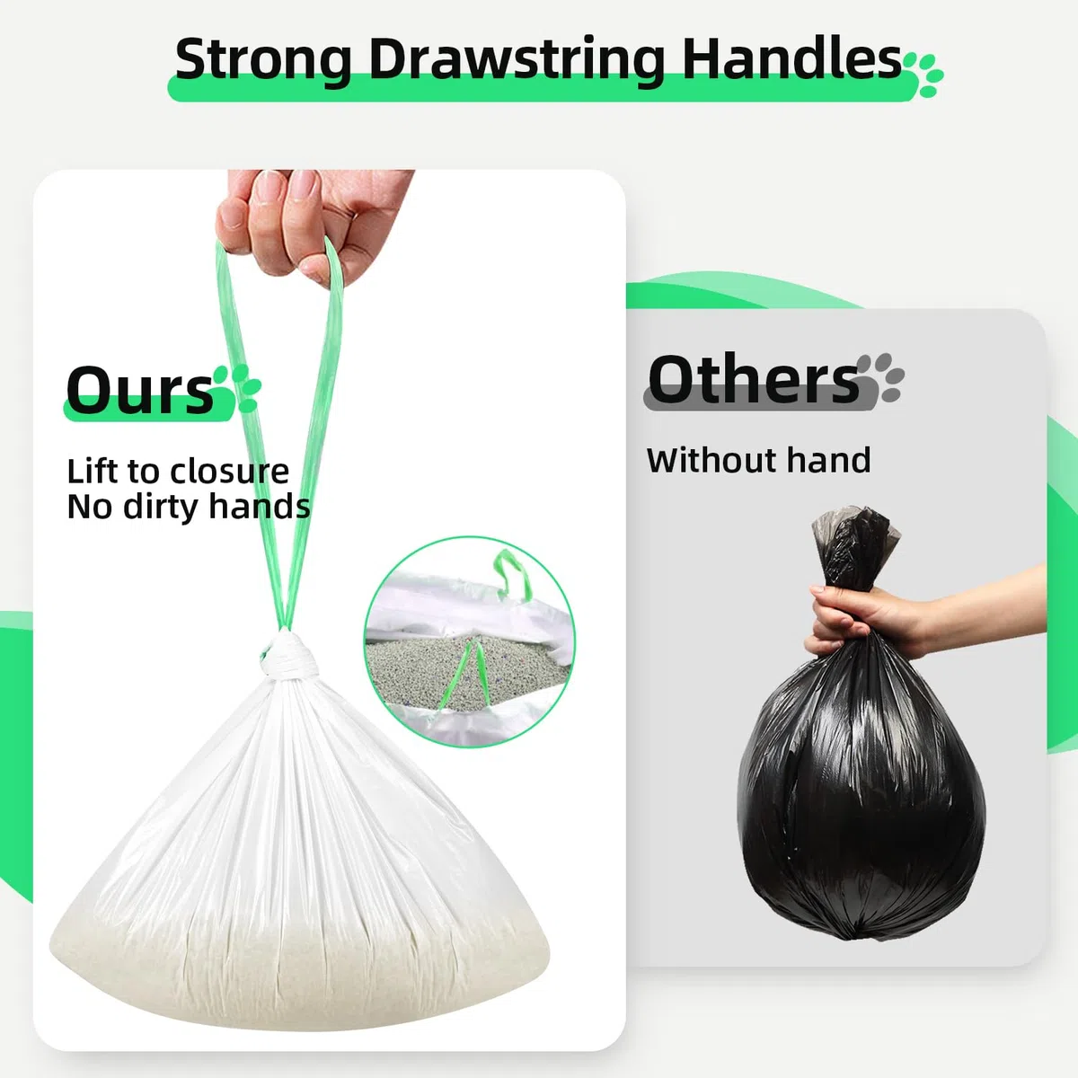 Bolsas de arena extra duraderas, de 20 unidades, de 41 x 19 x 4 mil, con cordón, para caja de arena de gatos, sin perfume