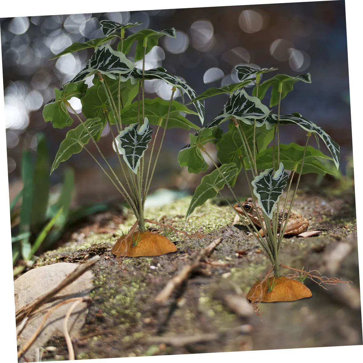 Angoily 4piezas Plantas Artificiales De Simulación para Reptiles y Acuarios Decoraciones De Terrario Base Estable De Adornos Naturales para Peceras y Terrarios