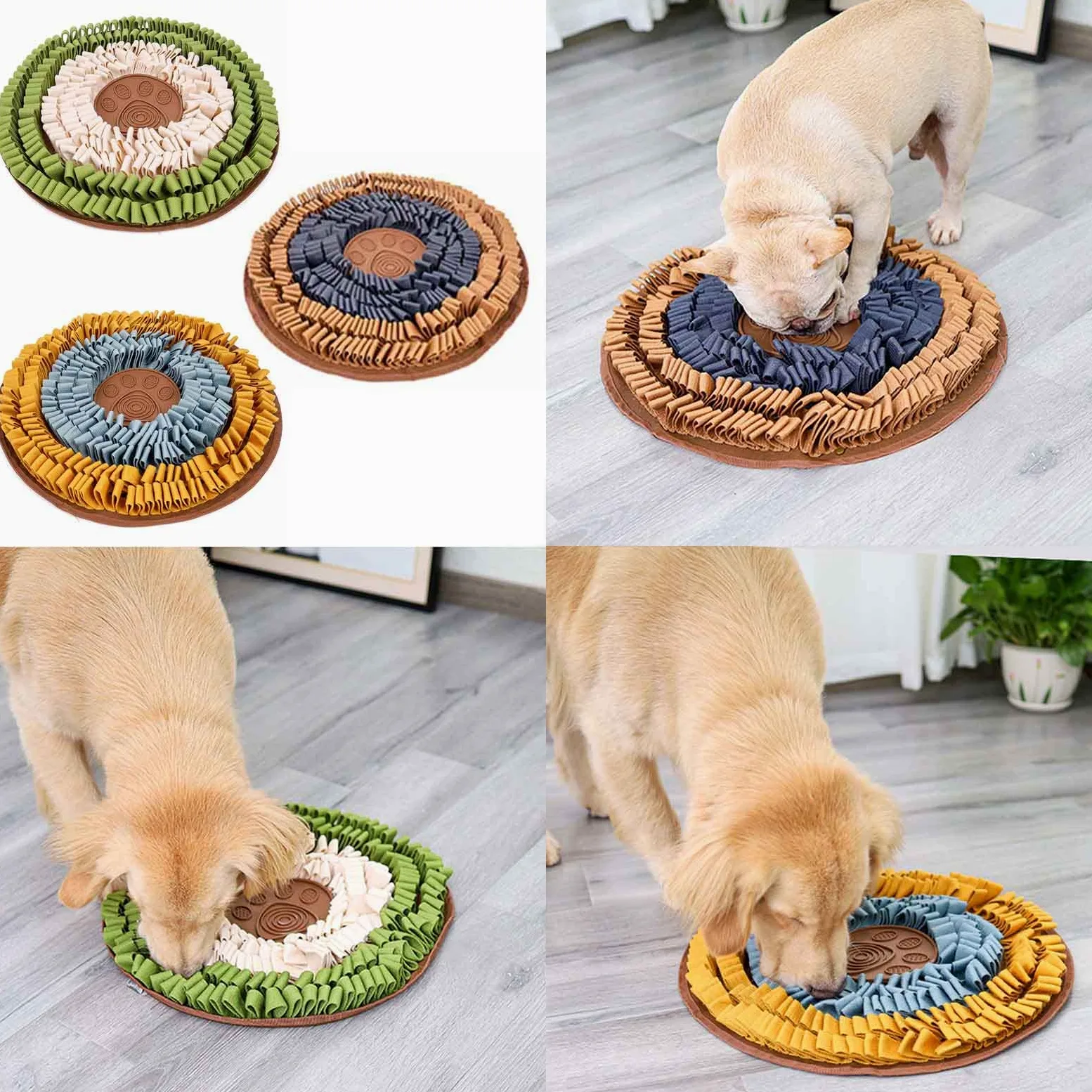 PANGBOER Rompecabezas interactivo para perros, alimentador lento con alfombrilla para lamer, mejora la inteligencia para cachorros, tapete de forraje de 48 x 48 cm