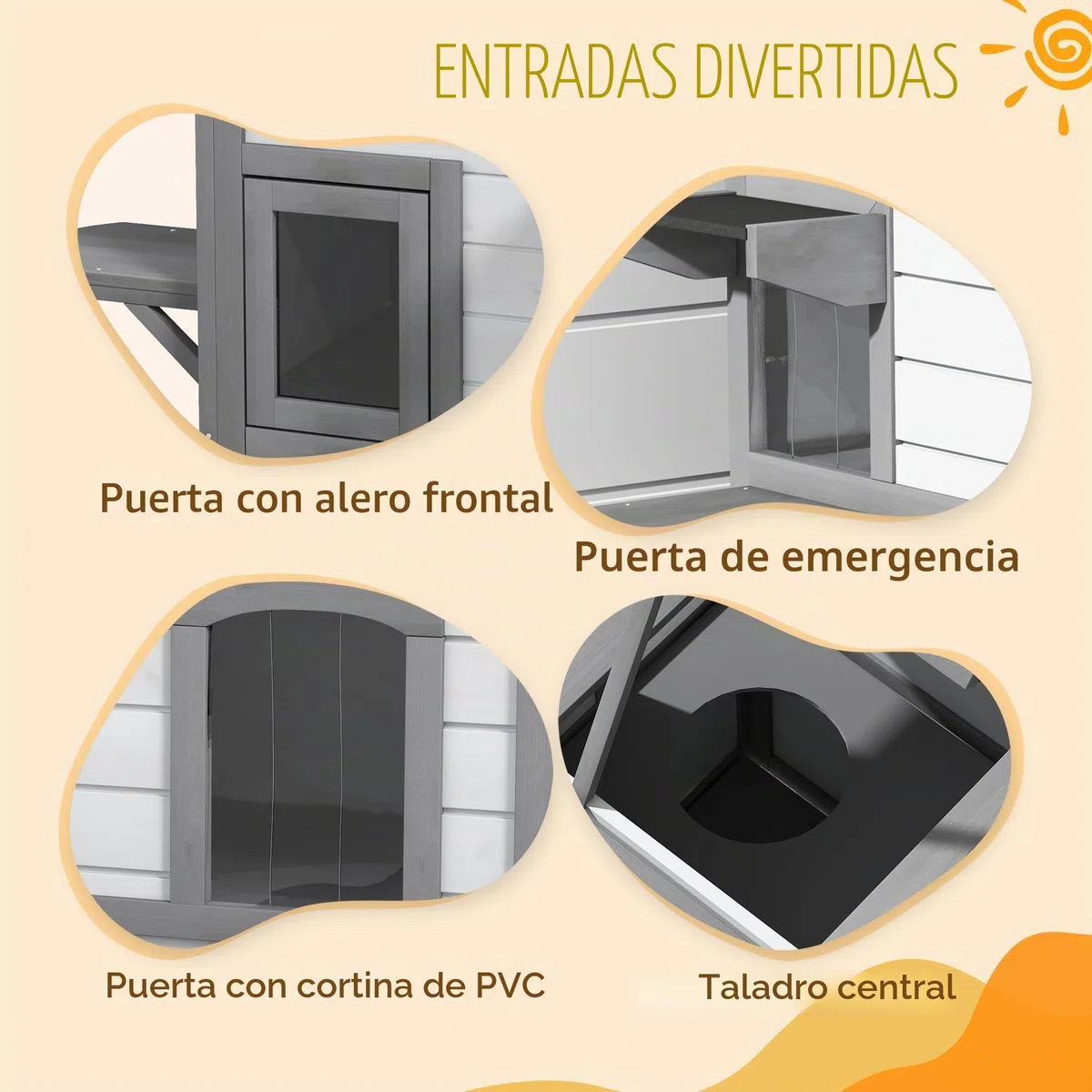 PawHut Casa para gatos de madera de 2 niveles, resistente al invierno, impermeable, con techo de asfalto, tapa plegable, escalera, cueva para gatos, exterior, jardín, balcón, 78 x 55,5 x 91 cm, color | Impermeable, caseta para gatos con techo de asfalto,