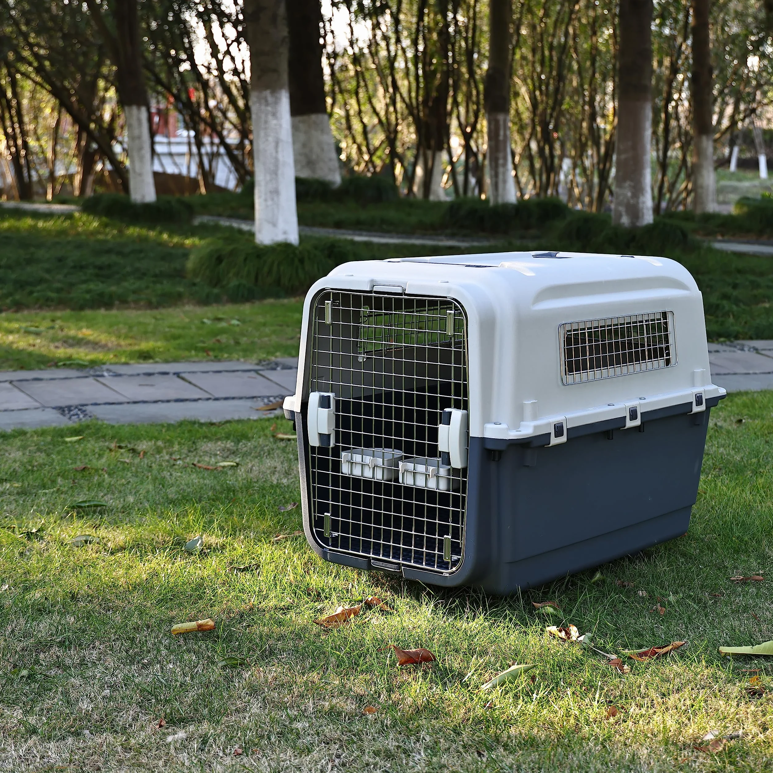 Elevon Transportador de Mascotas de plástico con Ruedas Aprobado por aerolíneas con Puerta de Alambre para Perro, Grande (78 cm de Largo x 54 cm de Ancho x 57.9 cm de Alto)