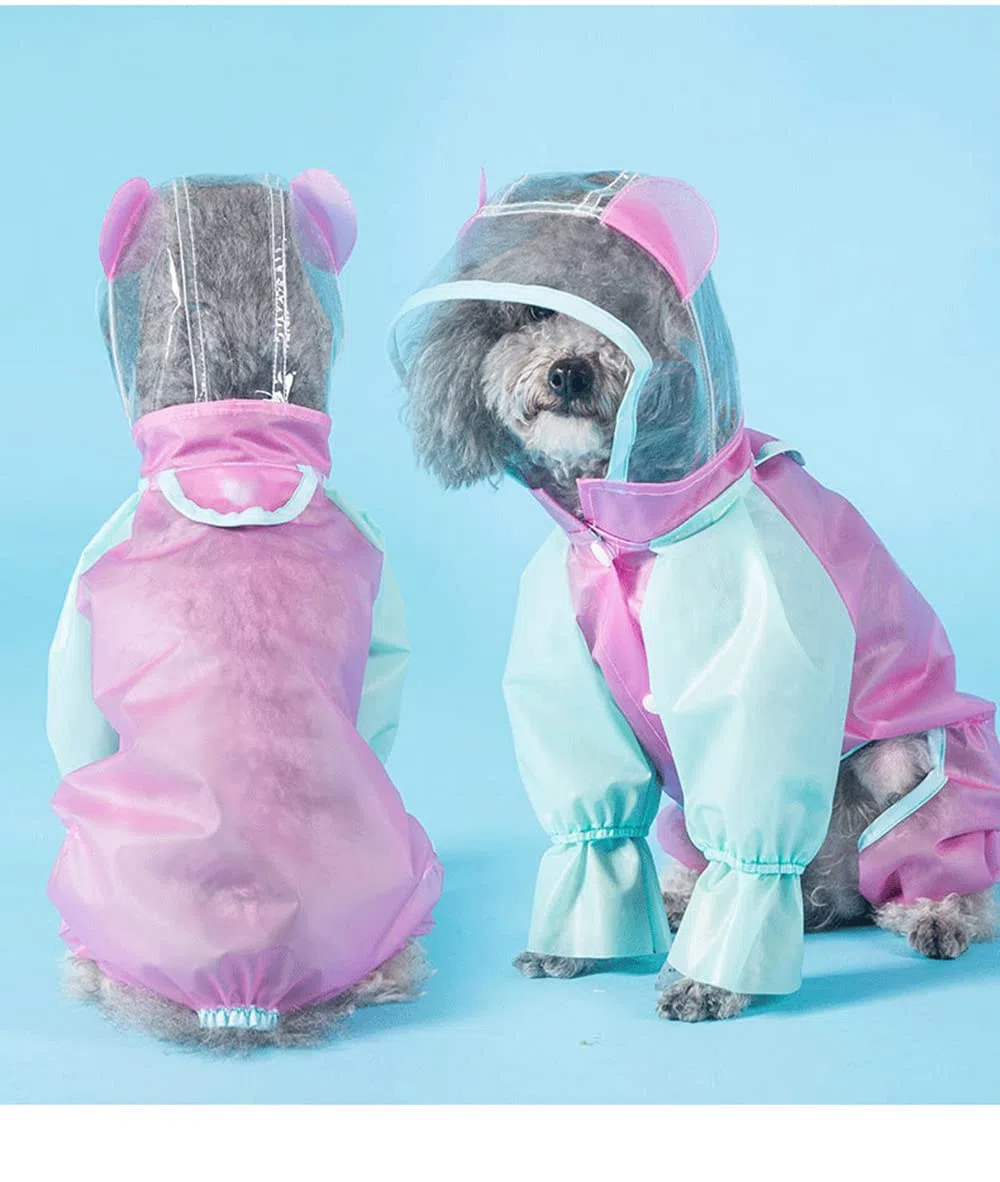 Impermeable para Perros, Impermeable for Perros de Cuatro Patas, Ideal for Cachorros pequeños, Ropa Impermeable for Todas Las Estaciones(Blue,L)